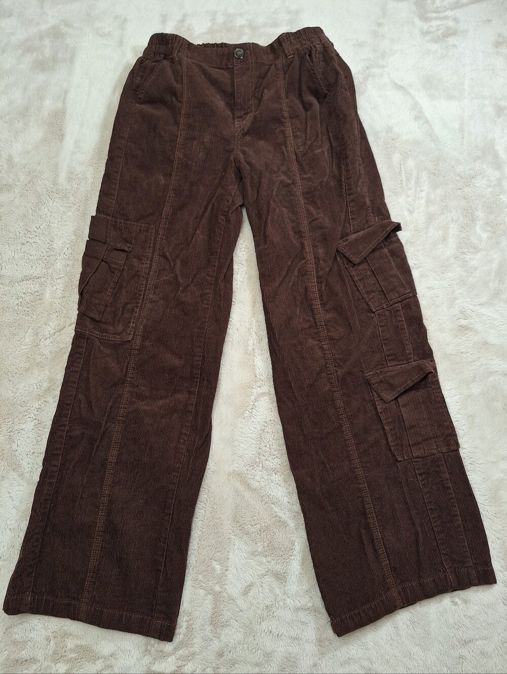 Forever 21 Womens Chocolate Brown Corduroy Cargo Pants Size Large